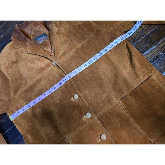 Y2K Suede Cognac Jacket Large Western Boho Cowgirl - Picture 7 of 11